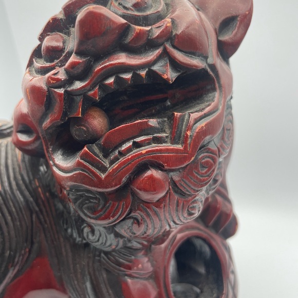 Foo dog wood carved - Picture 3 of 11